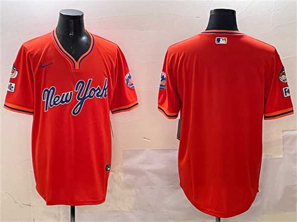Mens New York Mets Blank Orange 2025 Spring Training Stitched Jersey